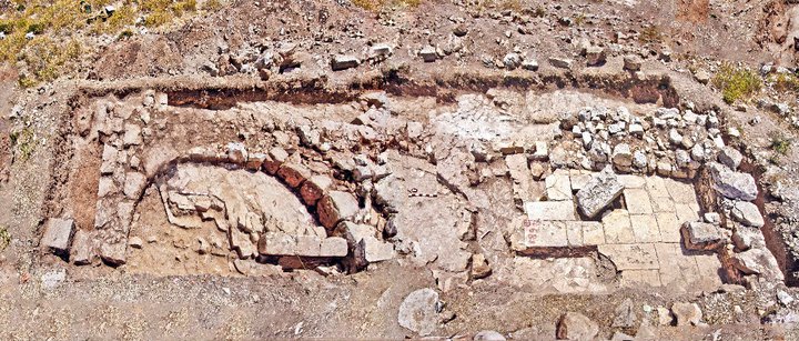 Excavated eastern wall KeM basilica